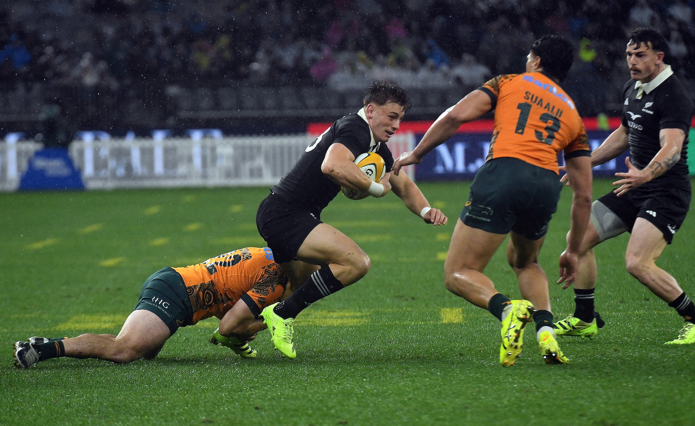 Ruben Love in action for the All Blacks off the bench in his team's win over the Wallabies in Perth recently.
