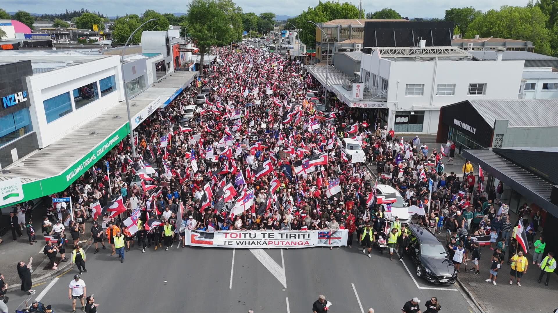 Toitū Te Tiriti hīkoi in Hamilton in 2024.