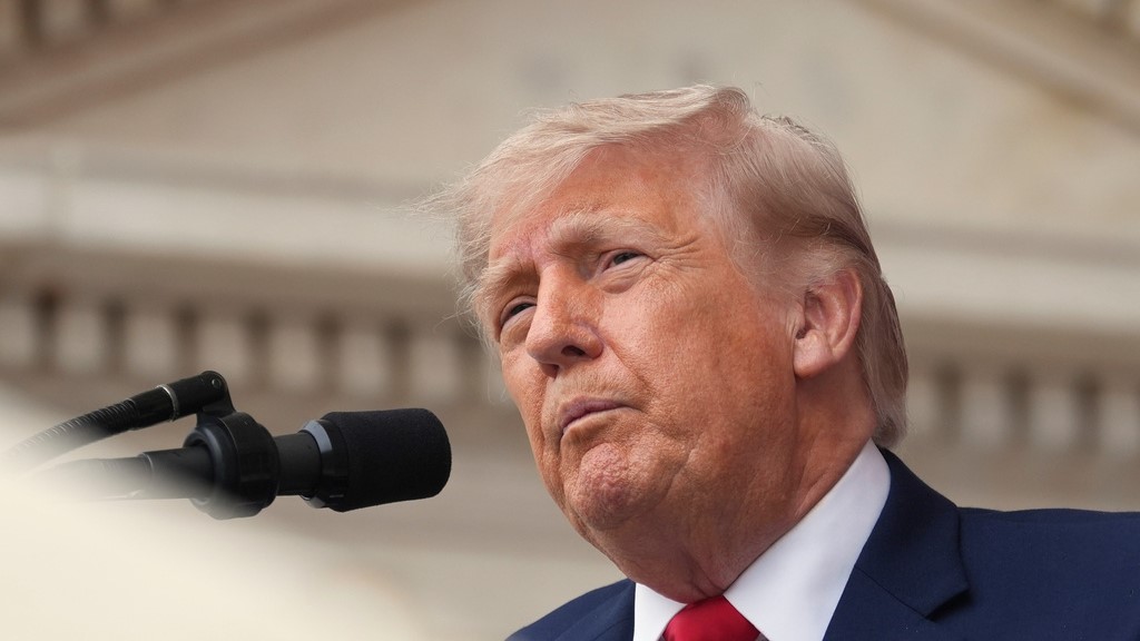 President Donald Trump speaks during the 158th National Memorial Day Observance coinciding with the nation's 250th anniversary, at the Memorial Amphitheater in Arlington National Cemetery, Monday, May 25, 2026