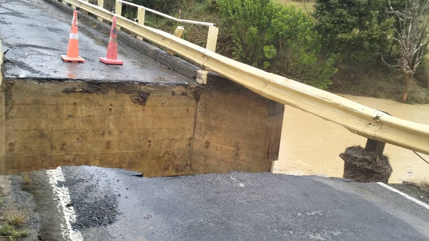 The Ngaiotonga Bridge was washed out on Rawhiti Rd in the Far North.