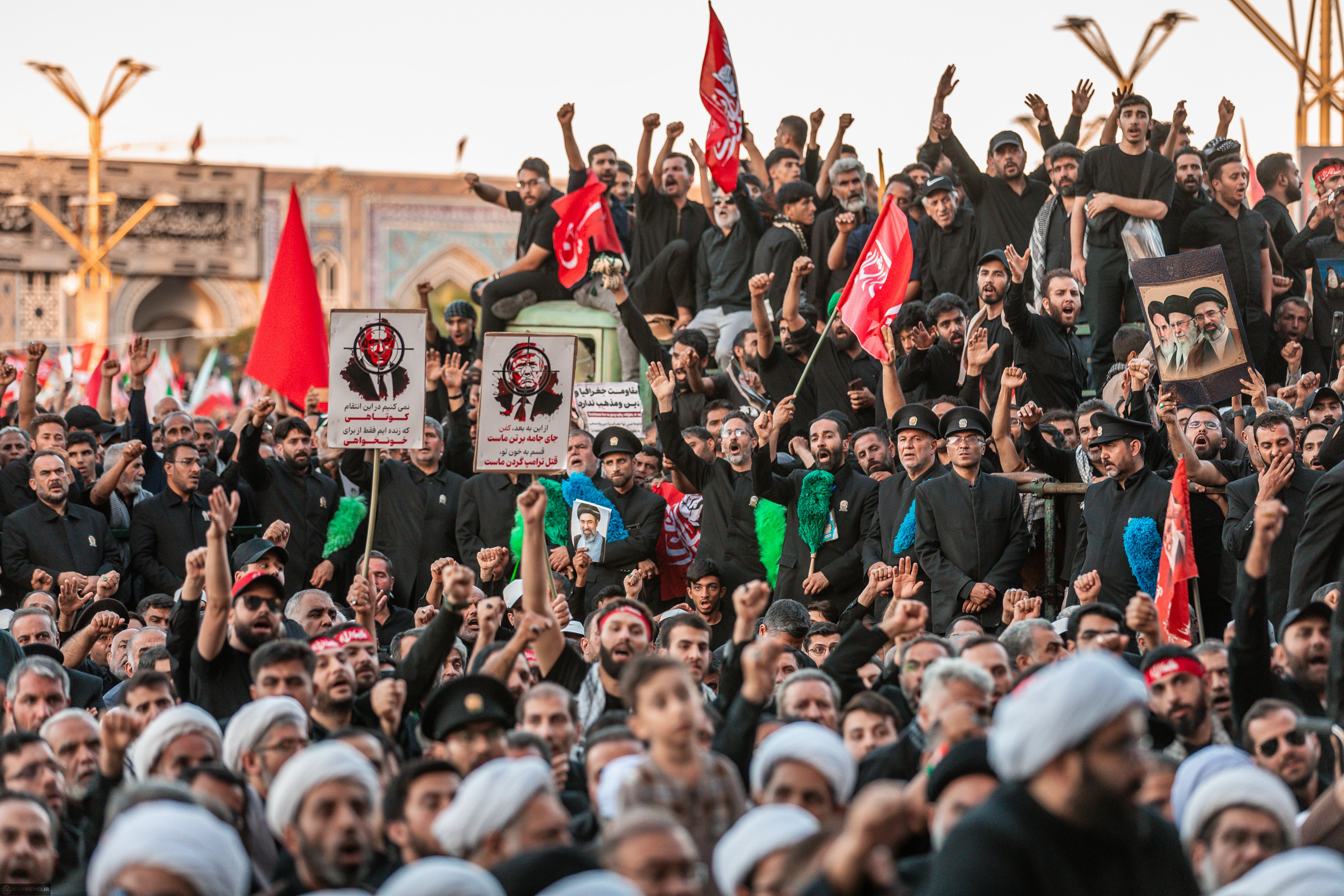 mourners chant and raise their fists during the final funeral ceremony for the late Iranian Supreme Leader Ayatollah Ali Khamenei .