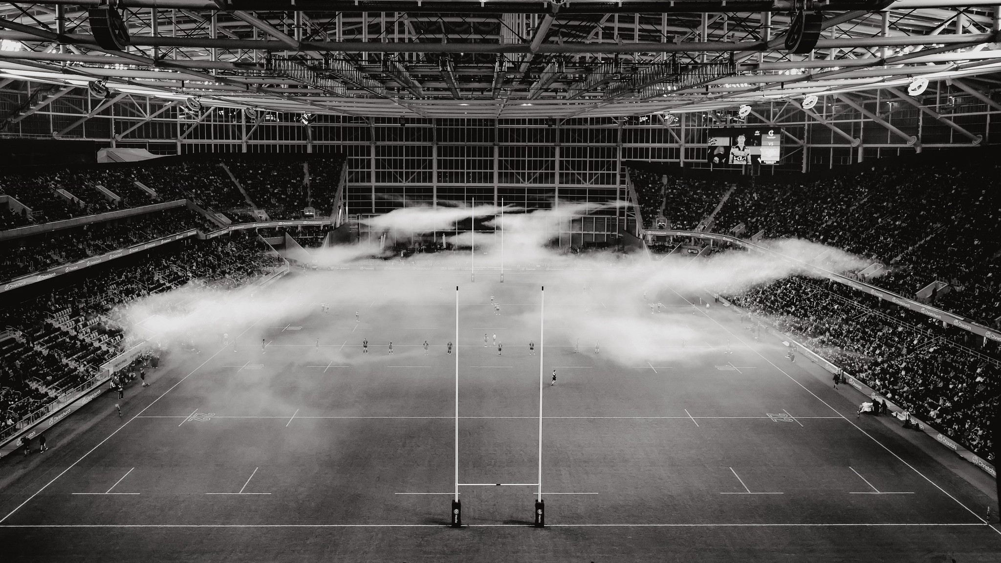 A halftime mishap saw the One NZ Stadium awash with smoke.