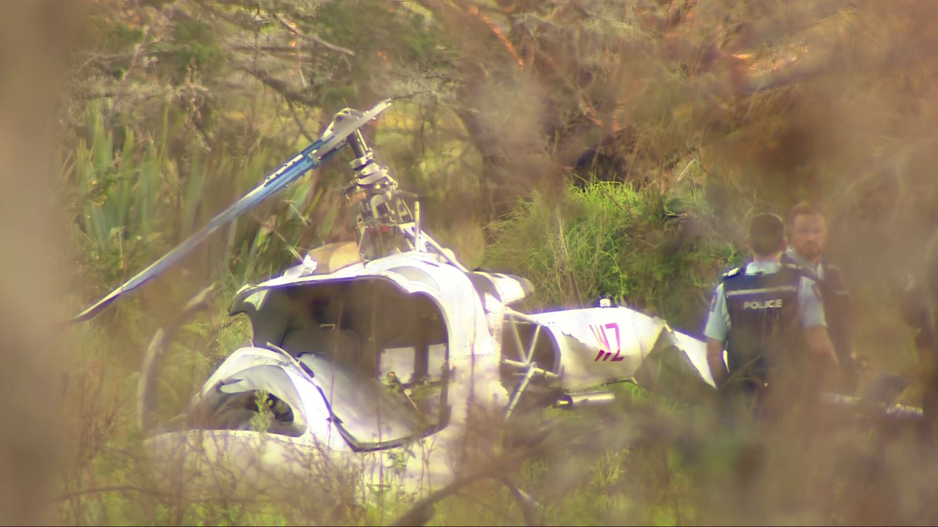 Police were at the scene of the helicopter crash in Dairy Flat on Friday