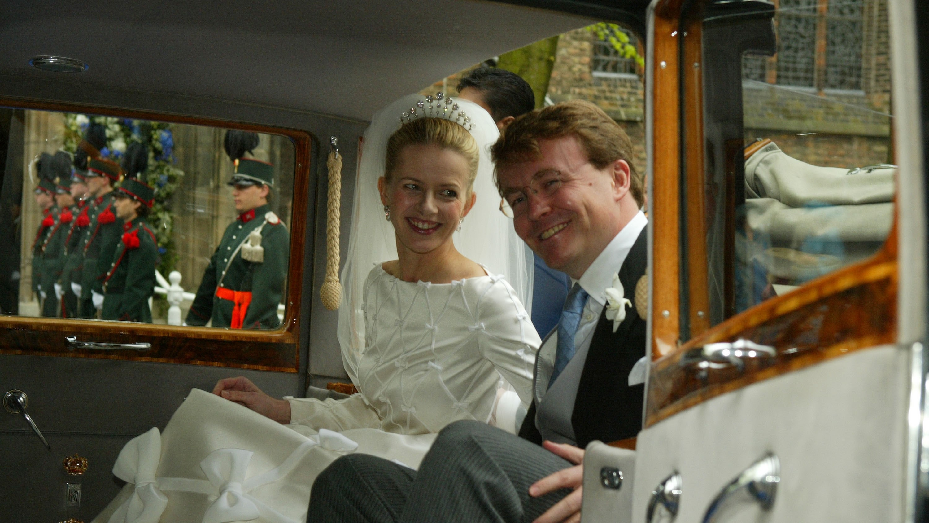 Prince Johan Friso & Mabel Wisse Smit leave the church after their wedding ceremony on April 24, 2004