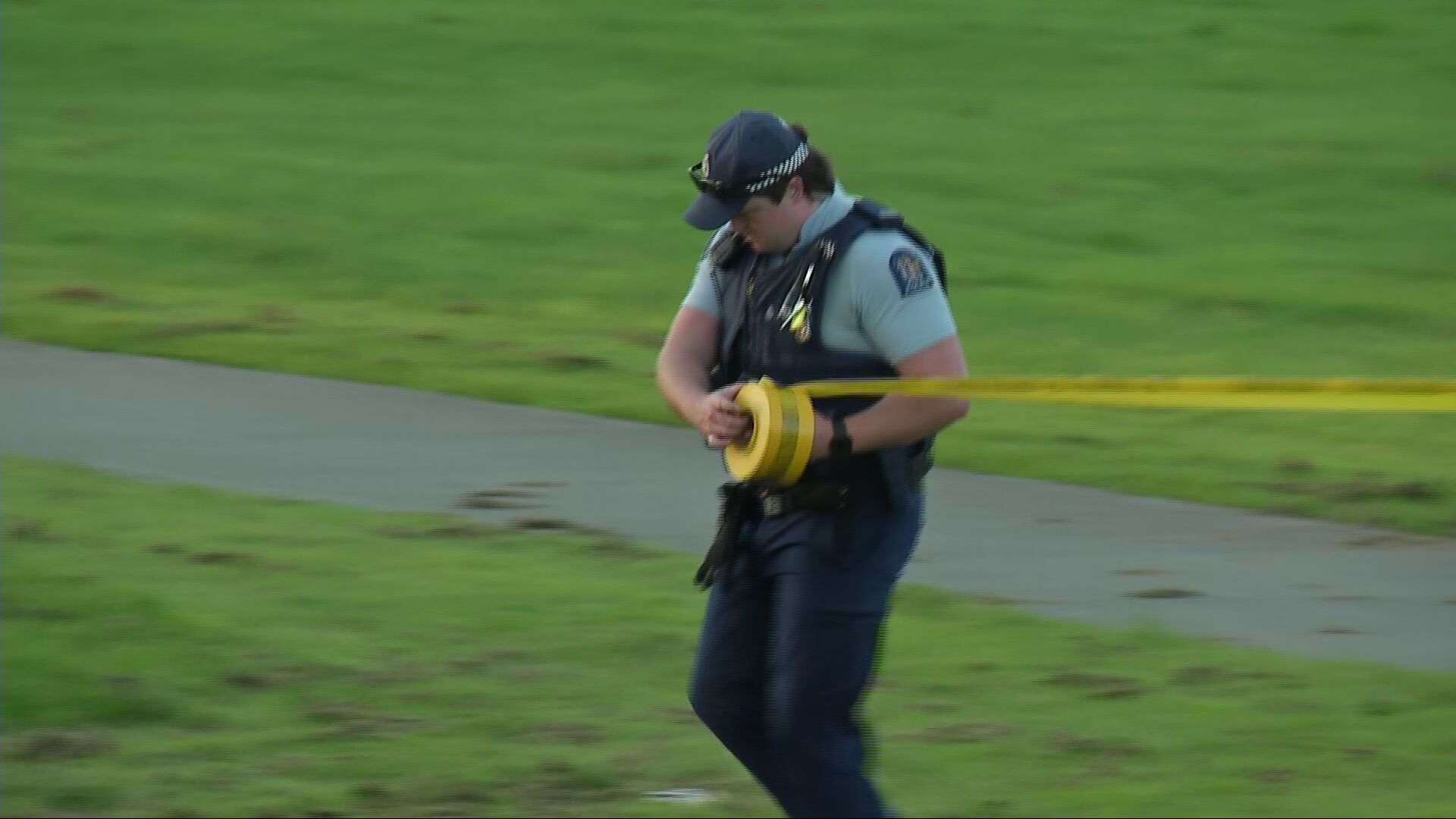 Police set up for their investigation at the scene.