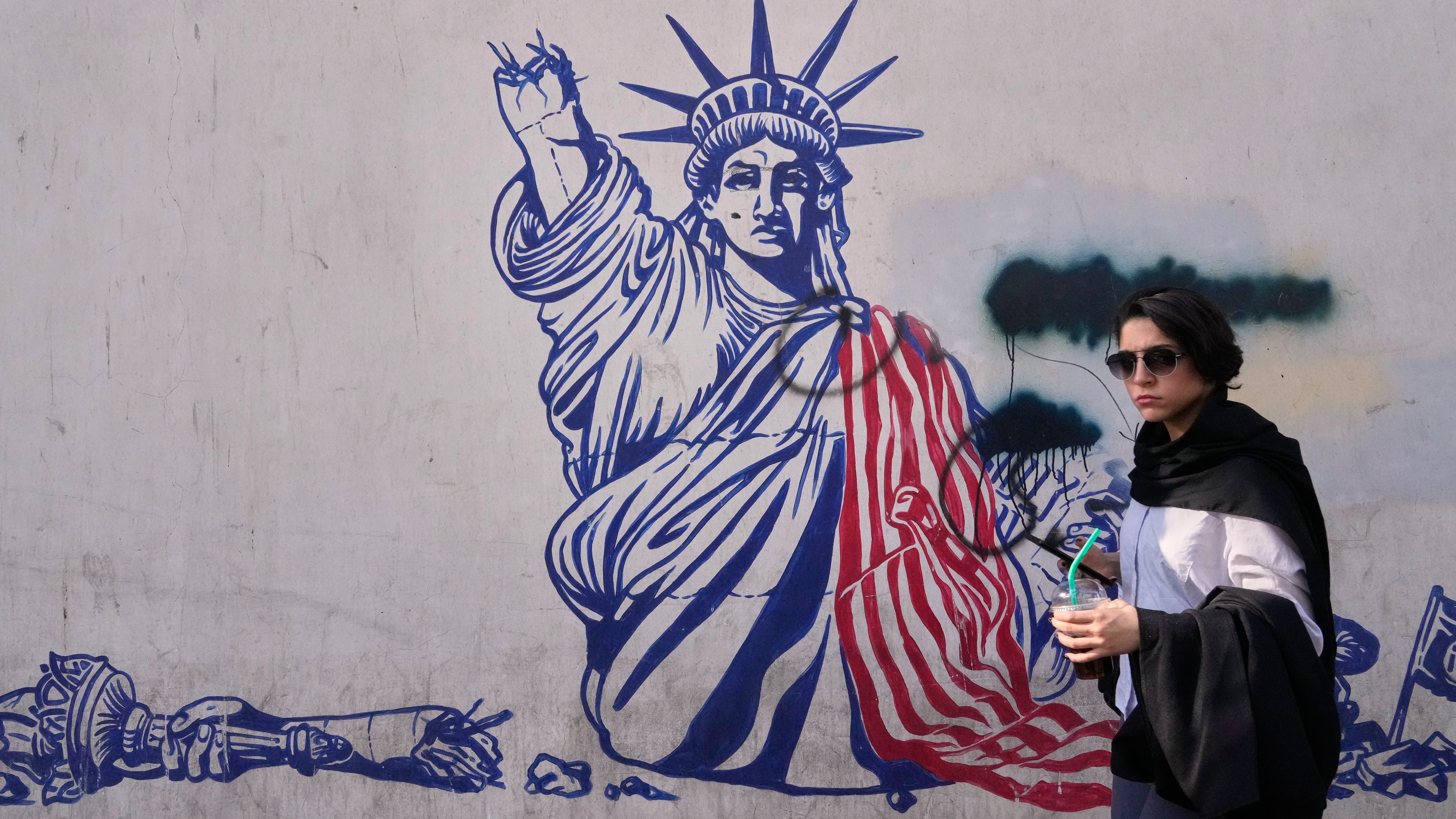 An anti-American mural on the wall of the former U.S embassy in Tehran.