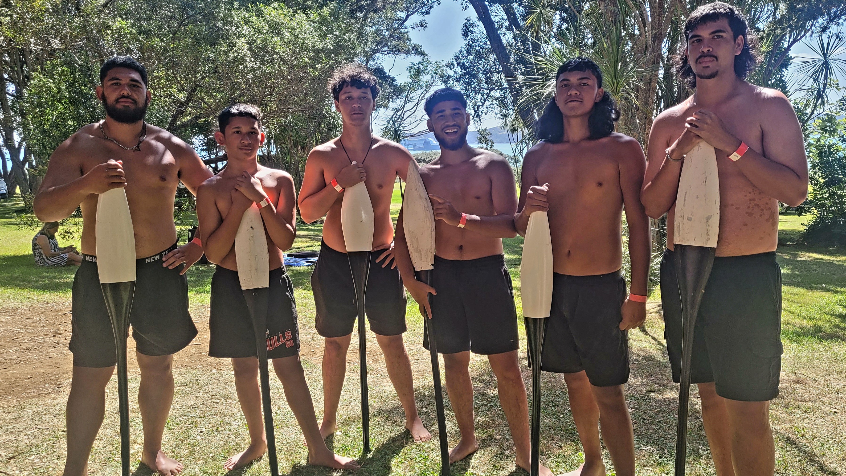 Israel Hapi (left) and other members of a group sent by the Ngā Kākano Foundation. 