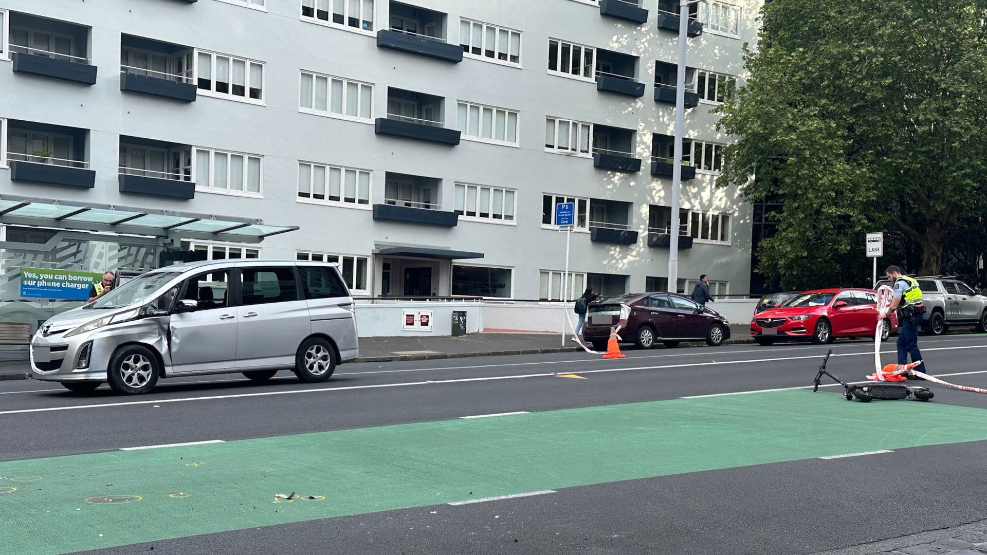 A scooter rider has been injured following a collision with a car in Auckland central.