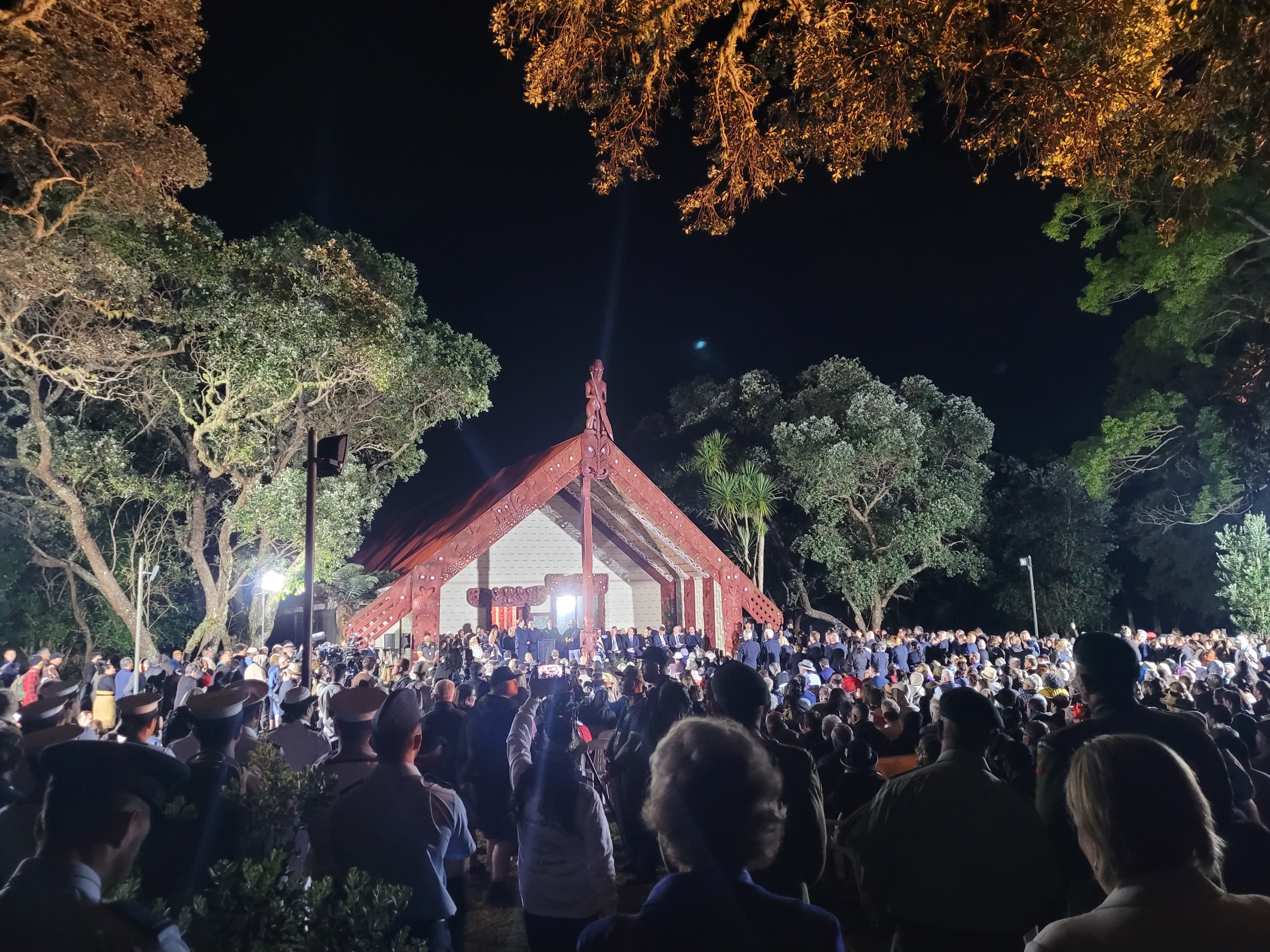 Thousands gather at Te Whare Rūnanga for yesterday's dawn service. 